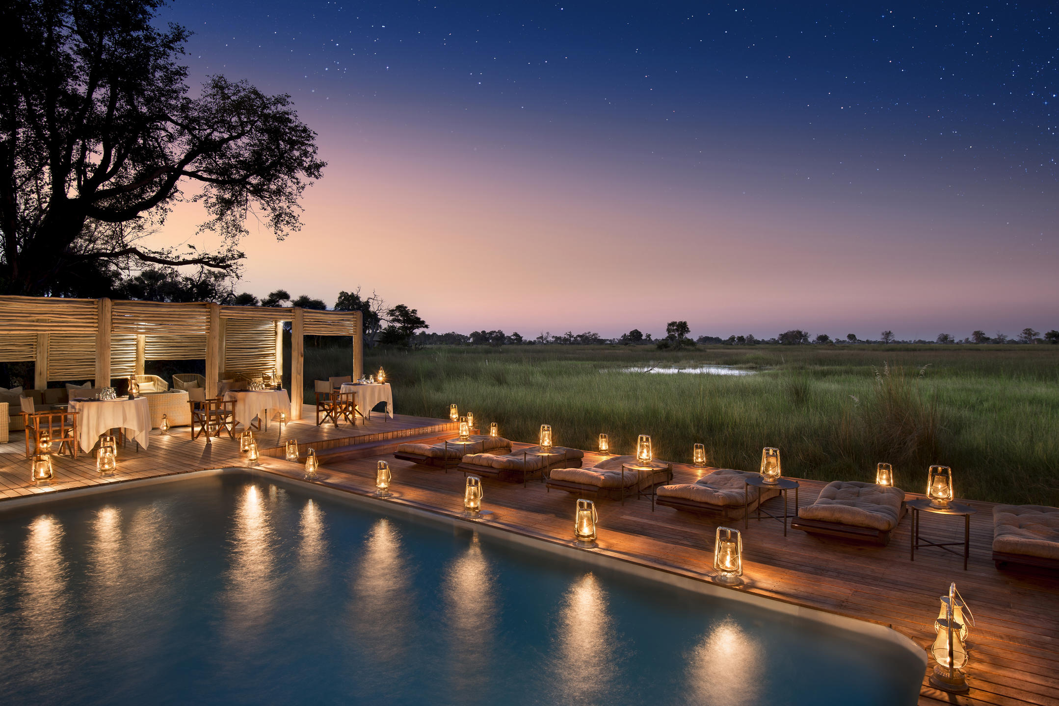 Private pool at andBeyond Nxabega Okavango Tented Camp, Botswana.